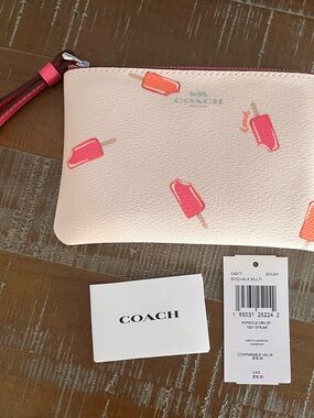 Coach Chalk Multi Popsicle corner Zip Wristlet